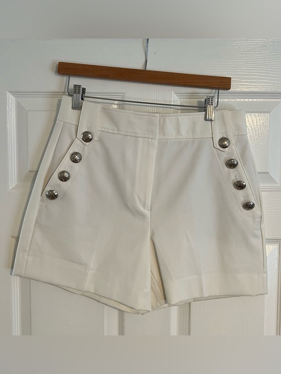White House Black Market Pants - White House Black Market Cream High-Rise Button-Trim Shorts